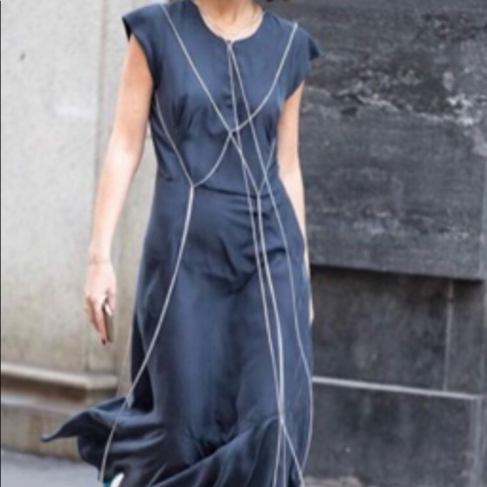 Max Mara Long Dress Ultramarine Sportmax Blue navy zippers embellished rare